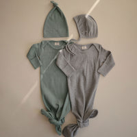 Mushie Ribbed Baby Beanie- Roman Green
