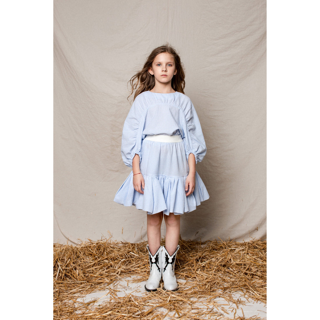 Unlabel blouses Unlabel Sky Blue Checks Arancia Blouse