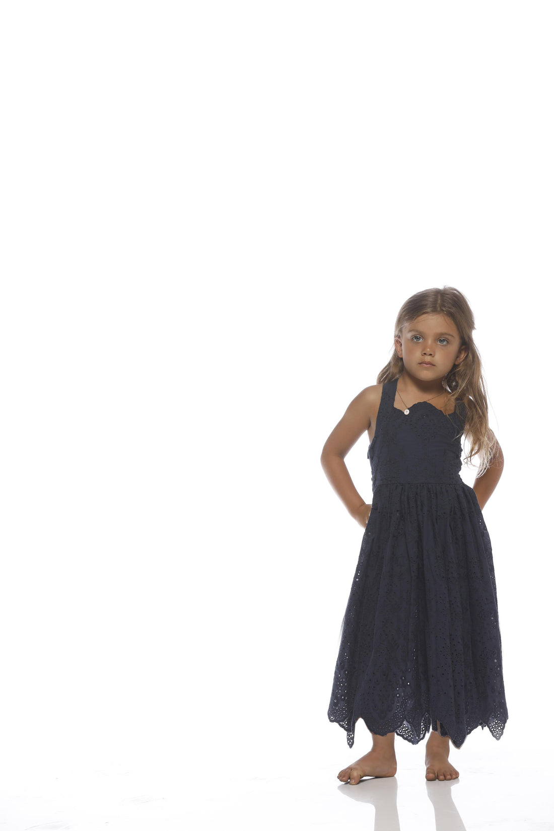 Marlo Navy Broidery Anglais Maxi Dress