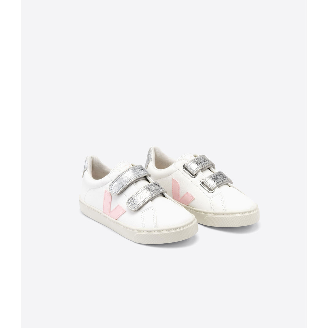 VEJA shoes Veja Extra White/Petale/Silver Small Esplar Chromefree Velcro Sneakers