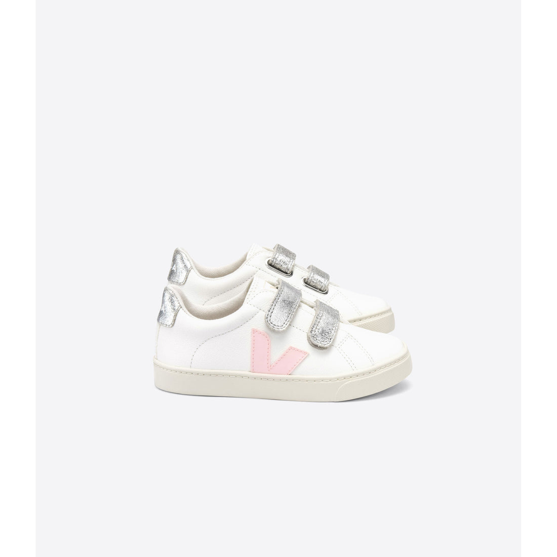 VEJA shoes Veja Extra White/Petale/Silver Small Esplar Chromefree Velcro Sneakers