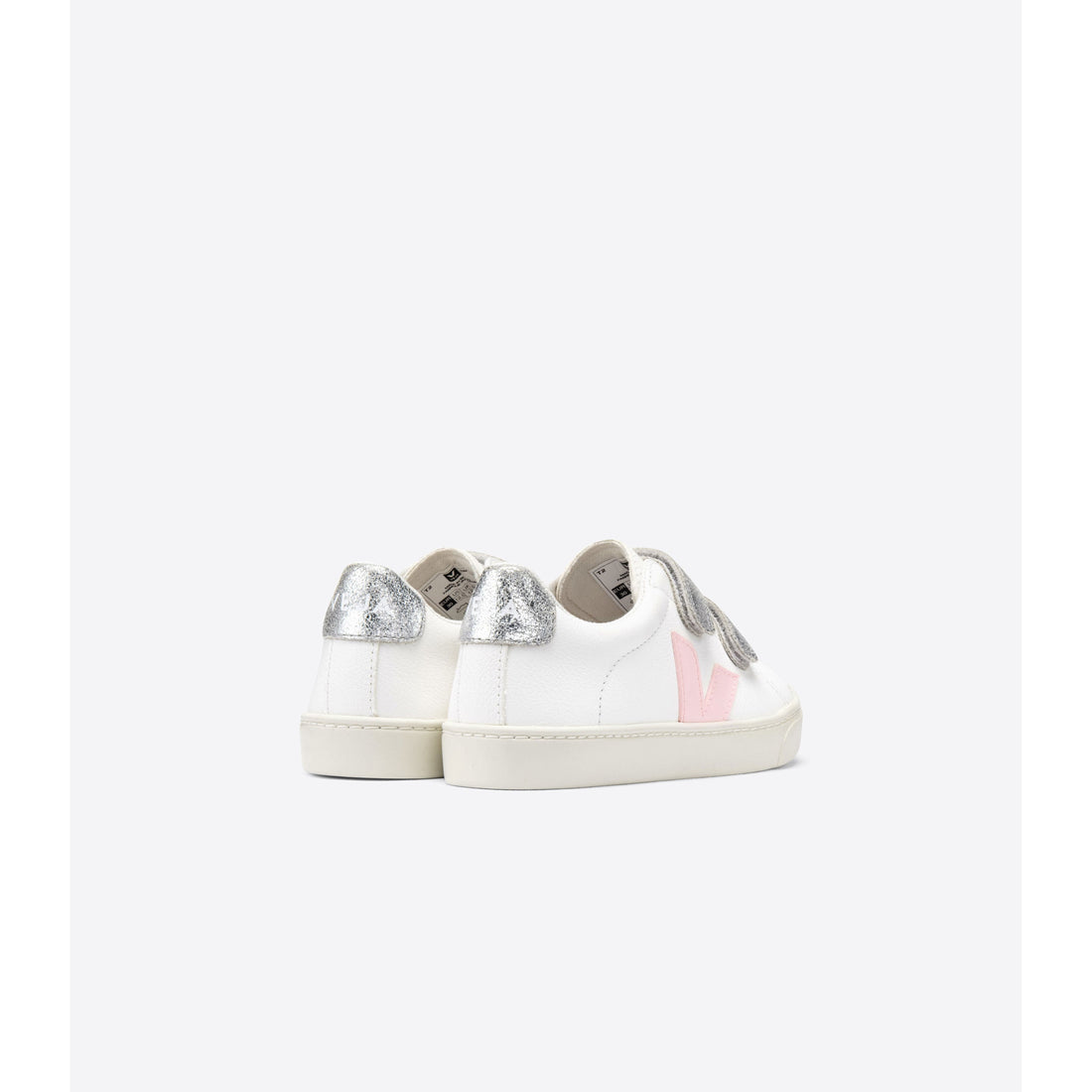 VEJA shoes Veja Extra White/Petale/Silver Small Esplar Chromefree Velcro Sneakers