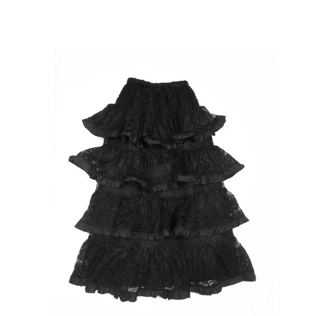Venera Arapu bottoms Venera Arapu Black Layered Tacolinobow Skirt