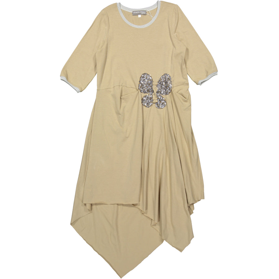 Venera Arapu dresses Venera Arapu Cream Asymmetrical Tee Dress
