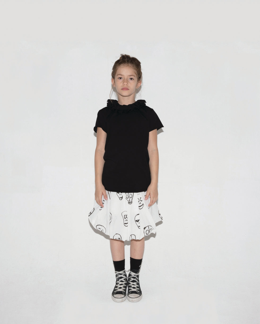 NUNUNU White Skull Mask Balloon Skirt