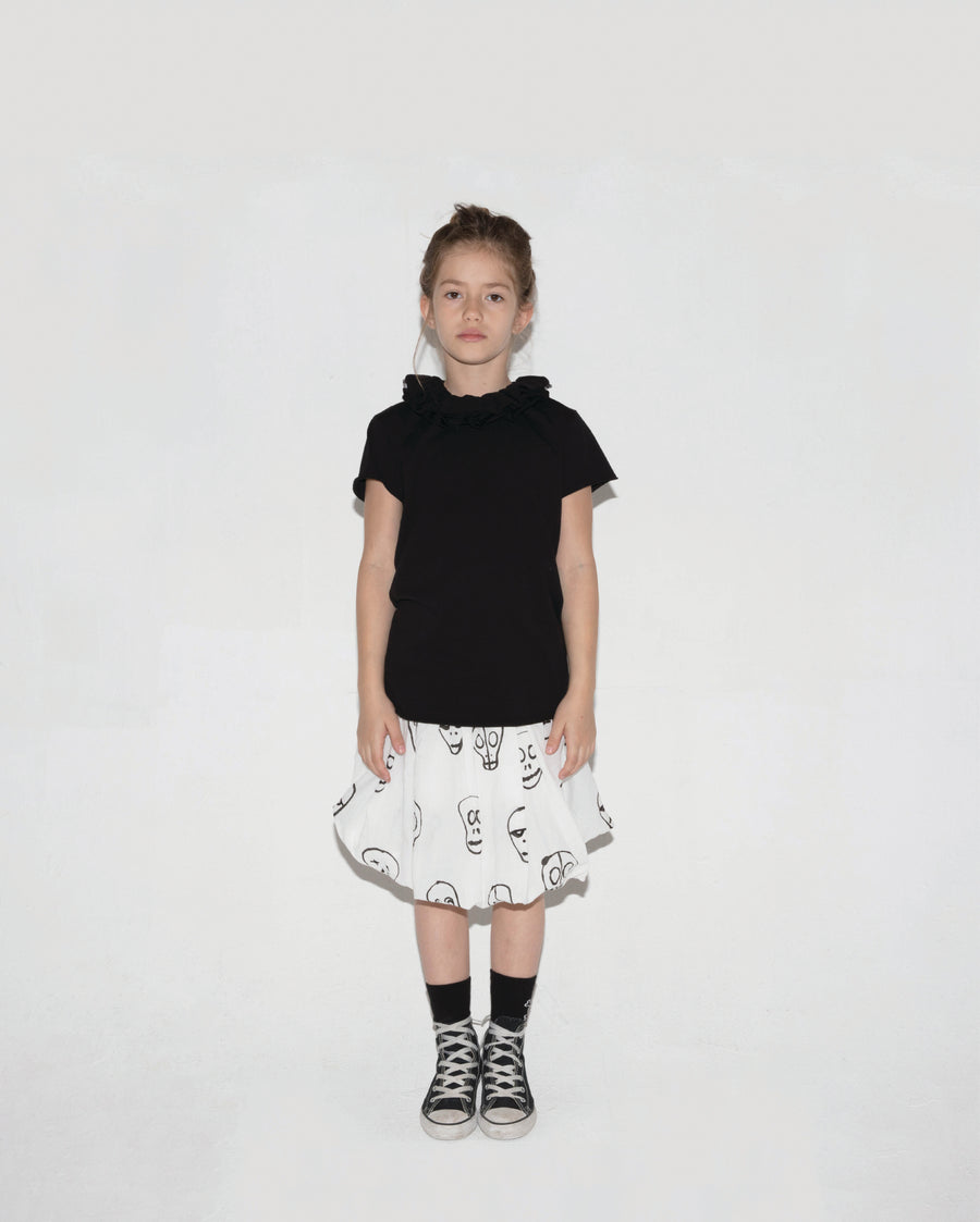 NUNUNU White Skull Mask Balloon Skirt