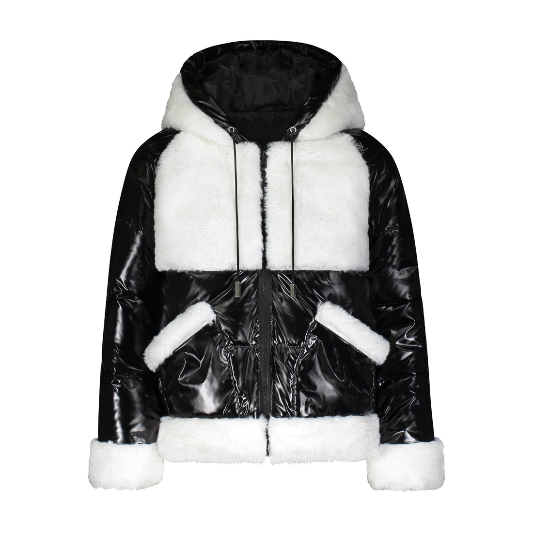 Vierra Rose Outerwear Vierra Rose Black Combo Rox Shearling Blocked Jacket