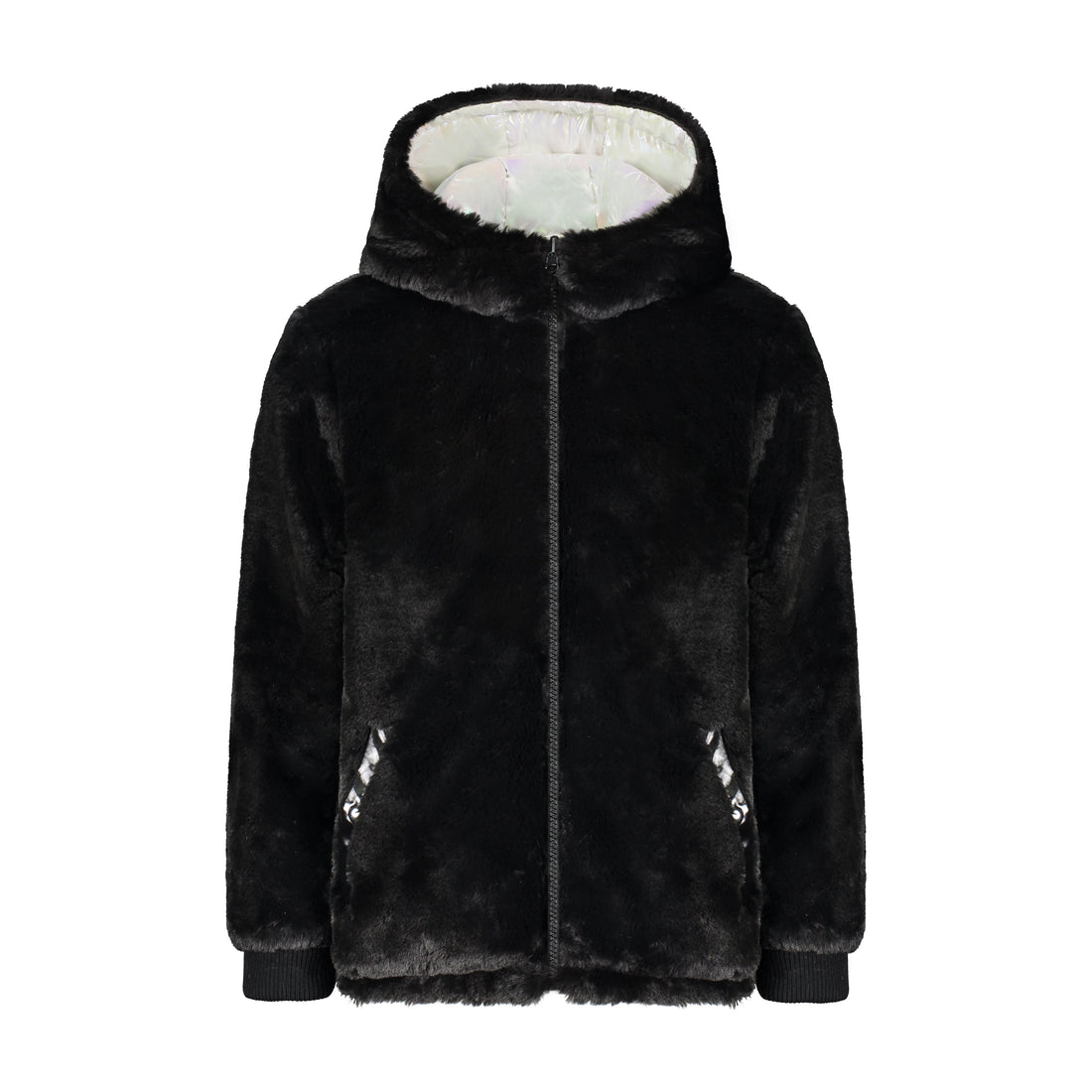 Vierra Rose Outerwear Vierra Rose Black Fur/Pearl Iridescent Jusuf Reversible Jacket