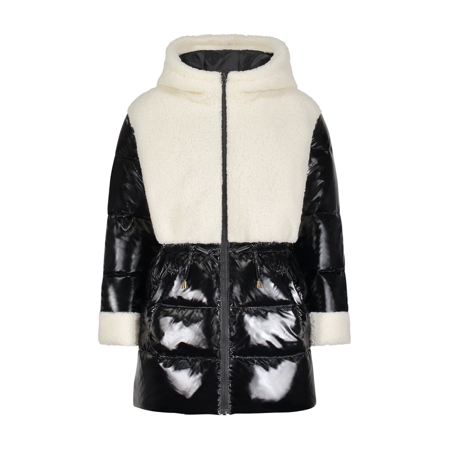 Vierra Rose Outerwear Vierra Rose Black/White Toda Shearling Combo Coat