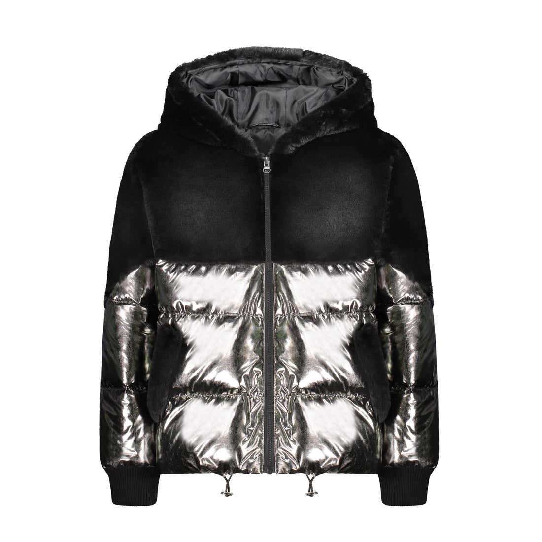 Vierra Rose Outerwear Vierra Rose Metalic Grey/Black Boa Shearling Top Jacket