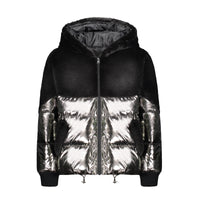 Vierra Rose Outerwear Vierra Rose Metalic Grey/Black Boa Shearling Top Jacket