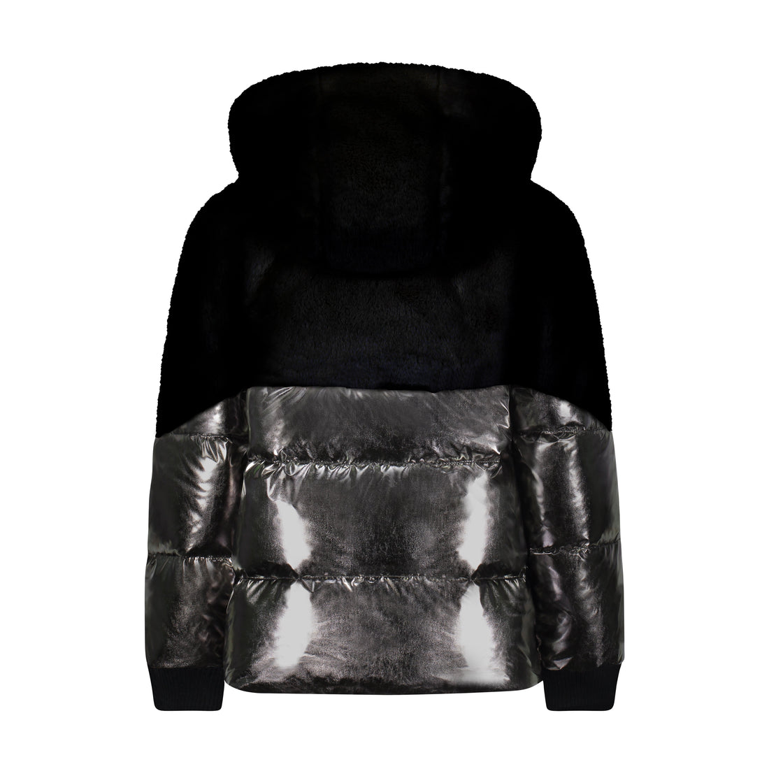 Vierra Rose Outerwear Vierra Rose Metalic Grey/Black Boa Shearling Top Jacket