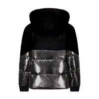 Vierra Rose Outerwear Vierra Rose Metalic Grey/Black Boa Shearling Top Jacket