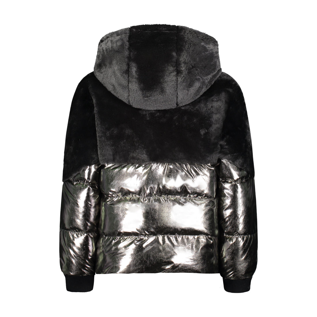 Vierra Rose Outerwear Vierra Rose Metalic Grey/Black Boa Shearling Top Jacket