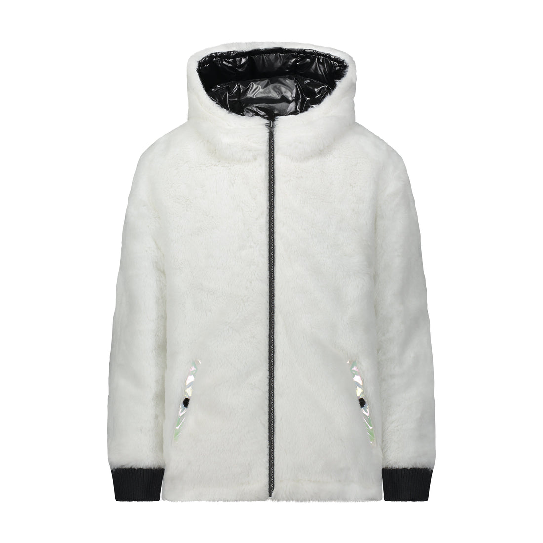 Vierra Rose Outerwear Vierra Rose White Fur/Shiny Black Jusuf Reversible Jacket