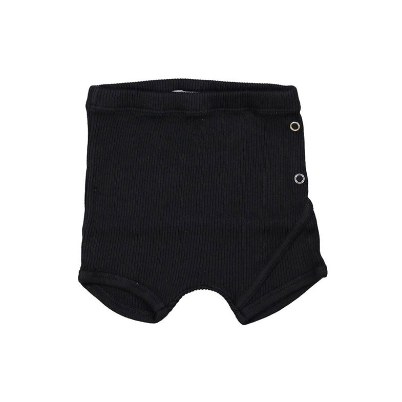 Violeta bottoms Violeta Black Ribbed Knit Wrap Shorts
