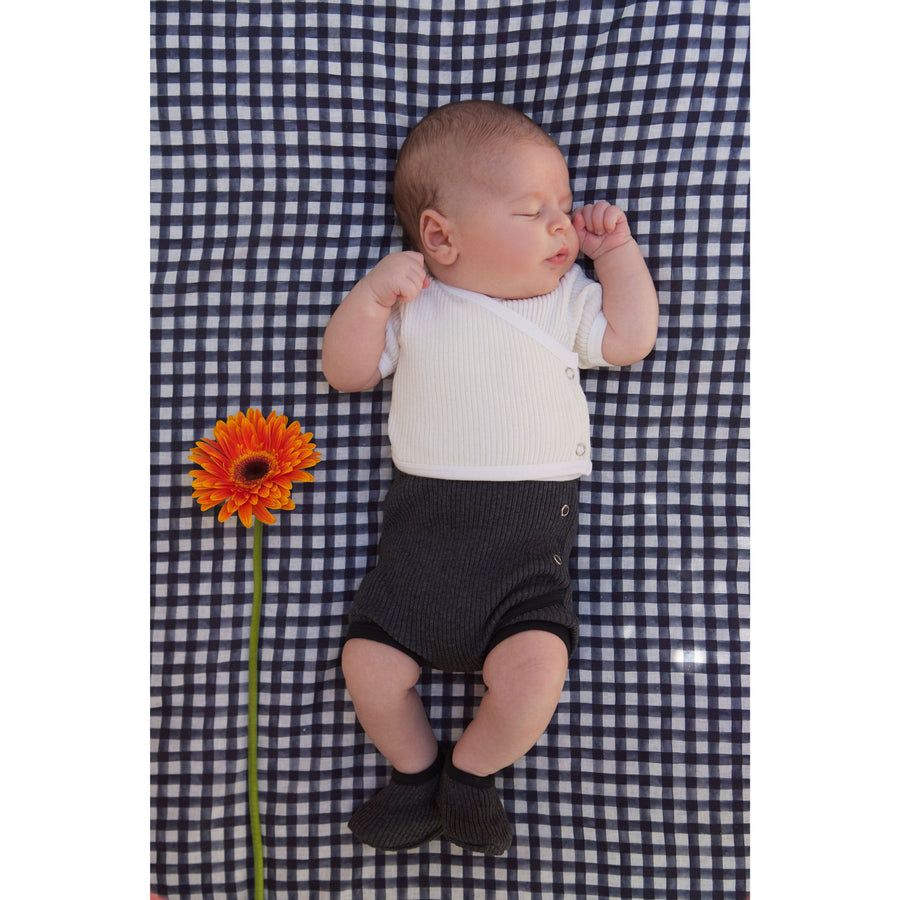 Violeta bottoms Violeta Black Ribbed Knit Wrap Shorts