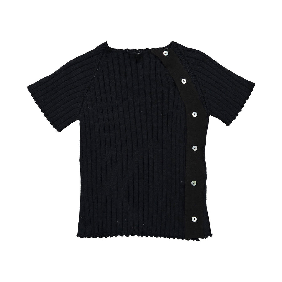 Violeta knitwear Violeta Black Lalo Ribbed Knit Sweater
