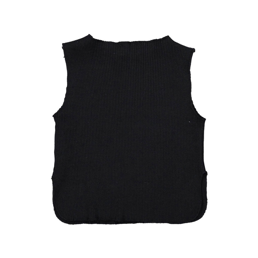 Violeta knitwear Violeta Black Ribbed Knit Vest