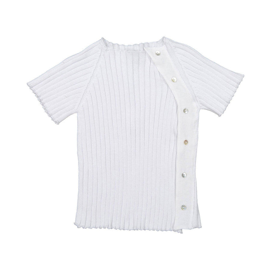 Violeta knitwear Violeta White Lalo Ribbed Knit Sweater