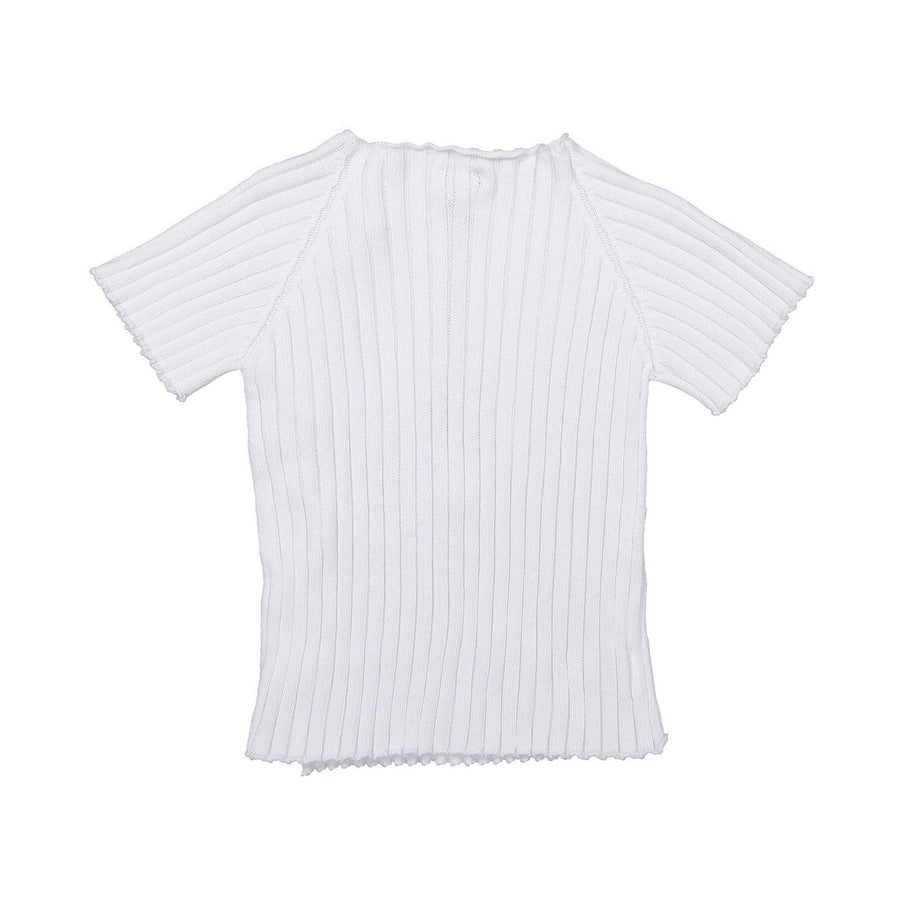 Violeta knitwear Violeta White Lalo Ribbed Knit Sweater