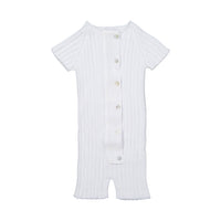 Violeta rompers Violeta White Lili Ribbed Knit Romper
