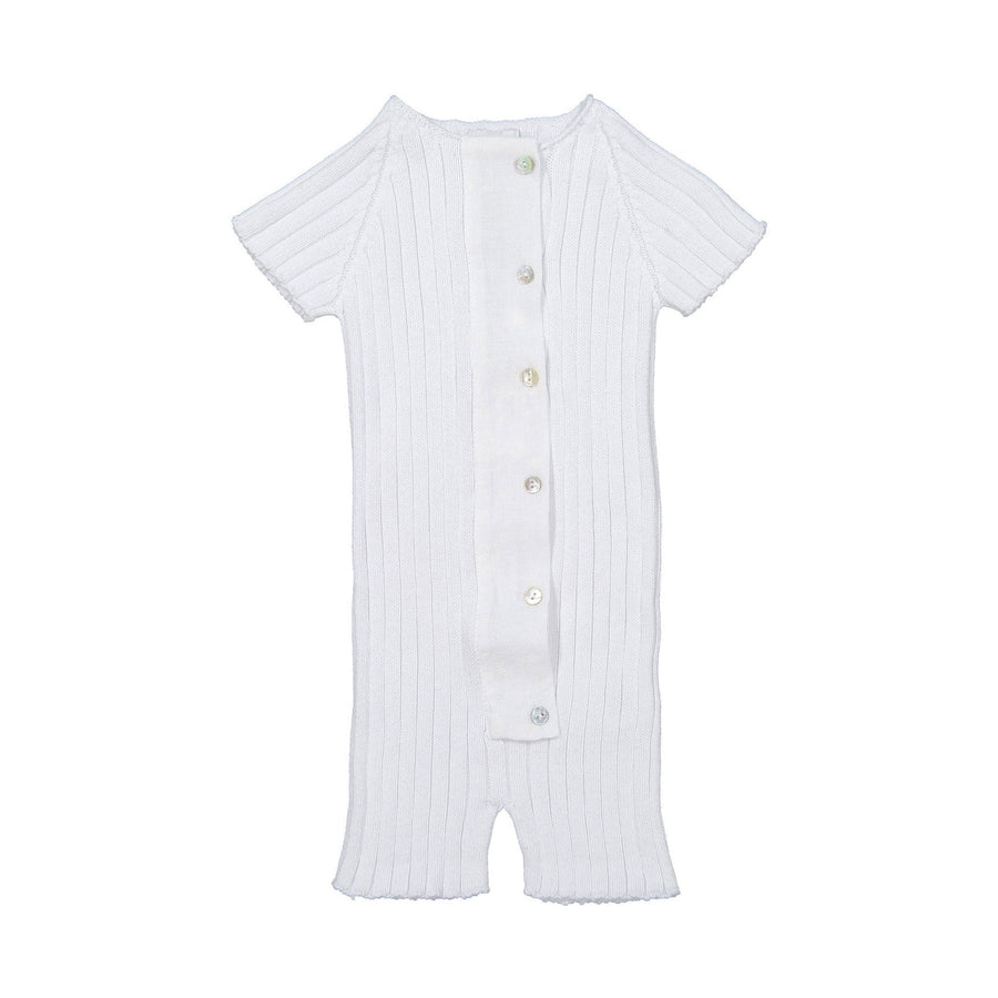 Violeta rompers Violeta White Lili Ribbed Knit Romper