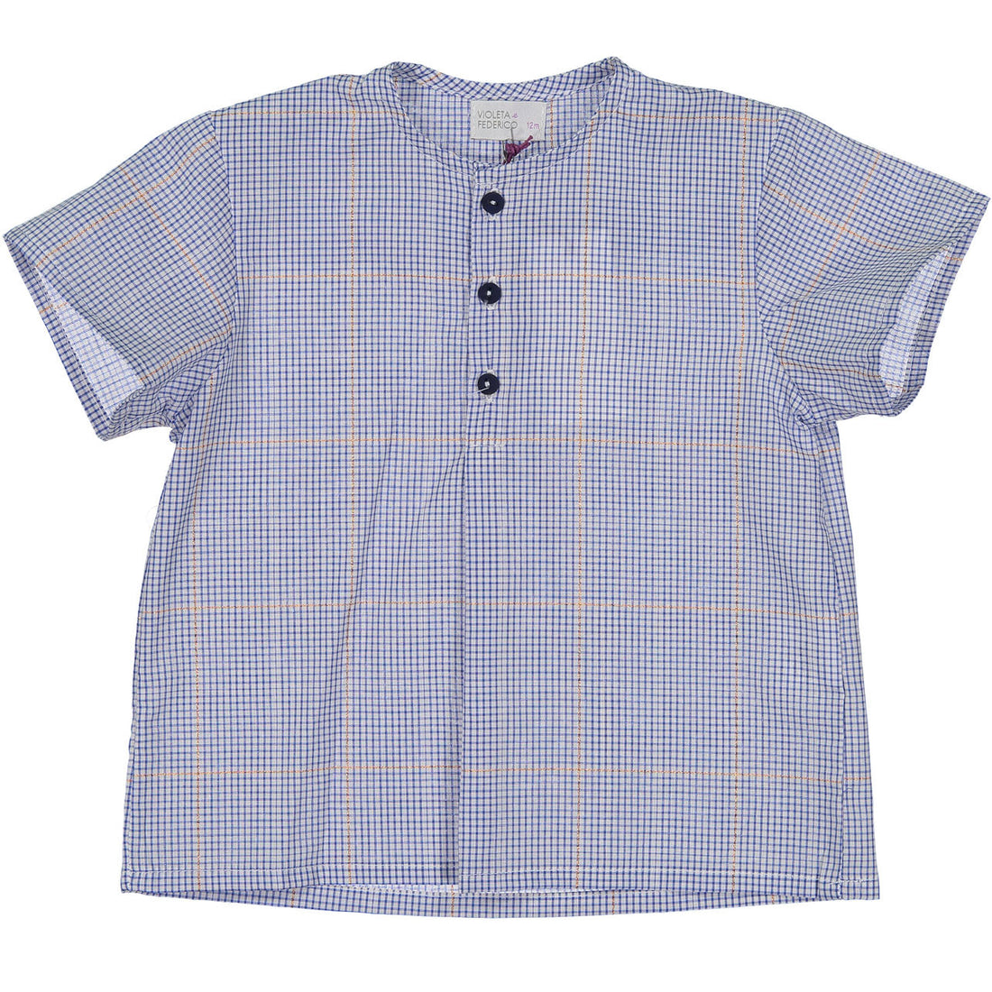 Violeta shirts Violeta Blue Check/Rose Gold Plaid Shirt