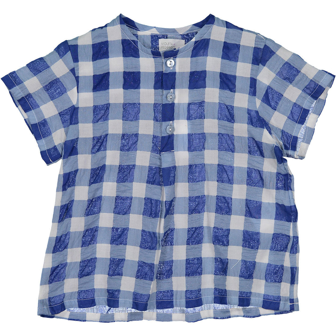 Violeta shirts Violeta Blue Wrinkled Check Shirt