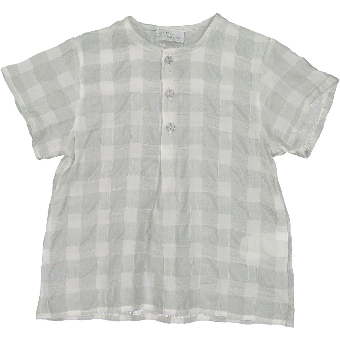 Violeta shirts Violeta Grey Wrinkled Check Shirt