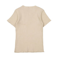 Violeta tees Violeta Beige Side Button Henley