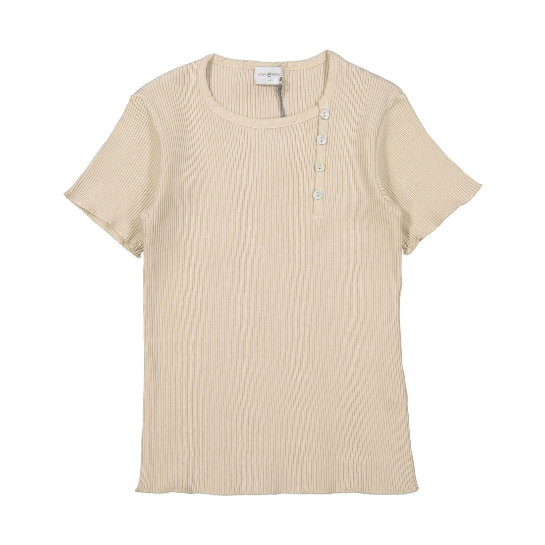 Violeta tees Violeta Beige Side Button Henley