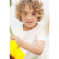 Violeta tees Violeta Beige Side Button Henley