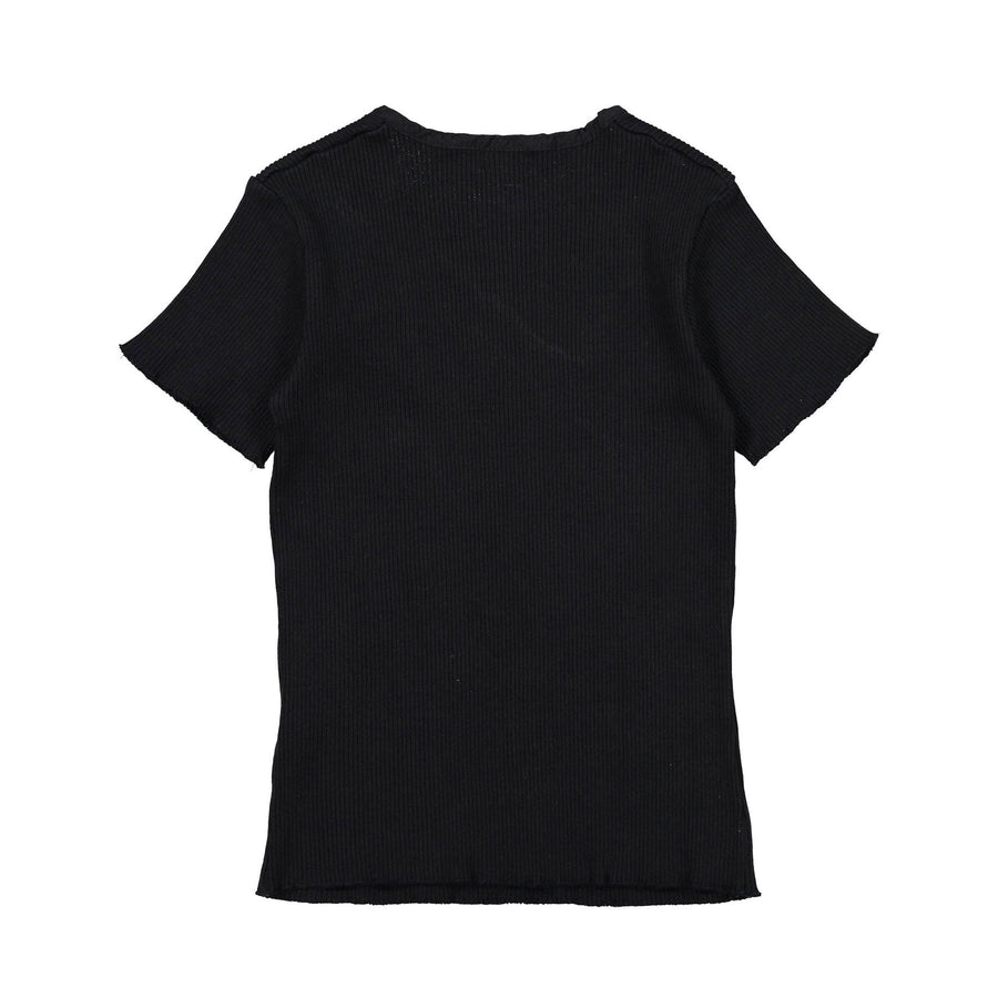 Violeta tees Violeta Black Side Button Henley