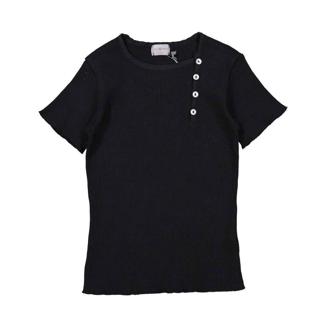 Violeta tees Violeta Black Side Button Henley
