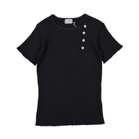 Violeta tees Violeta Black Side Button Henley