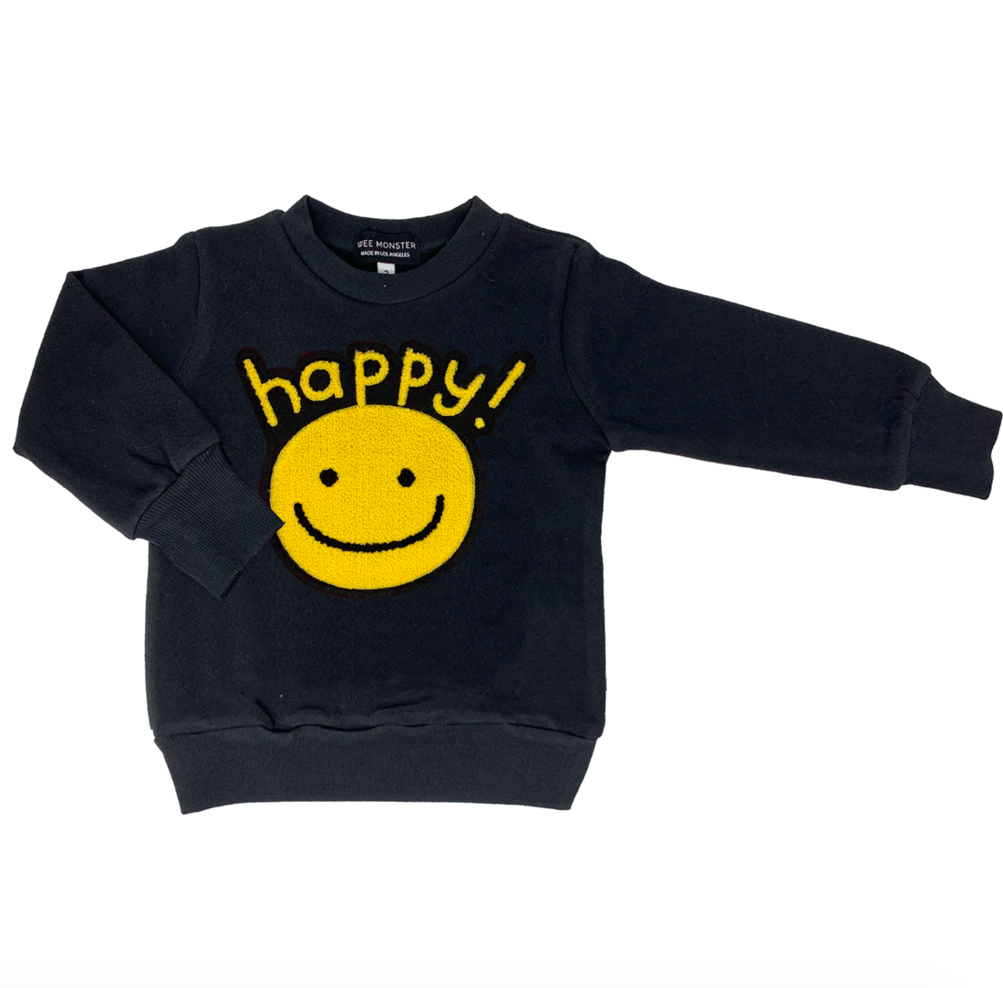 Wee Monster sweatshirts Wee Monster Happy Black Sweatshirt