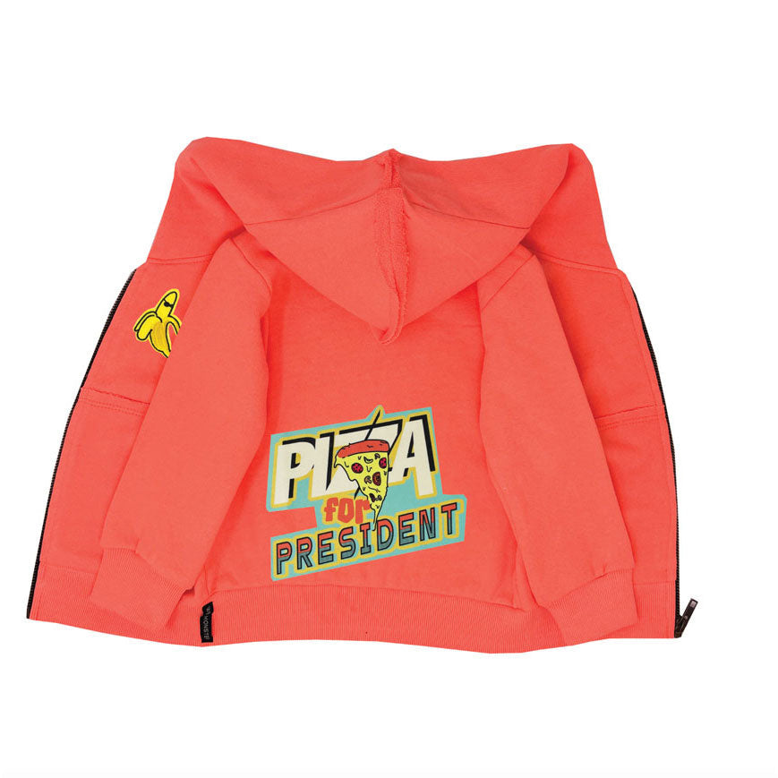 Wee Monster sweatshirts Wee Monster Pizza For President Neon Zip Hoodie