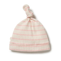 Wilson and Frenchy accessories Wilson and Frenchy Pink Lemonade Organic Stripe Rib Knot Hat