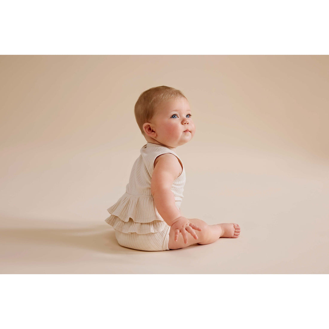 Wilson and Frenchy bodysuits Wilson and Frenchy Oyster Organic Rib Ruffle Bodysuit