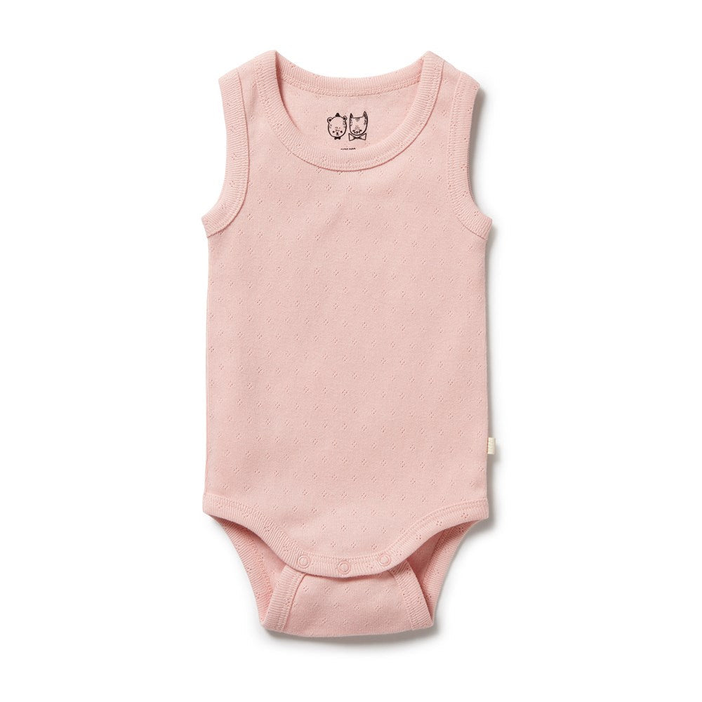 Wilson and Frenchy footies Wilson and Frenchy Cantaloupe Organic Pointelle Singlet Bodysuit