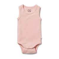 Wilson and Frenchy footies Wilson and Frenchy Cantaloupe Organic Pointelle Singlet Bodysuit