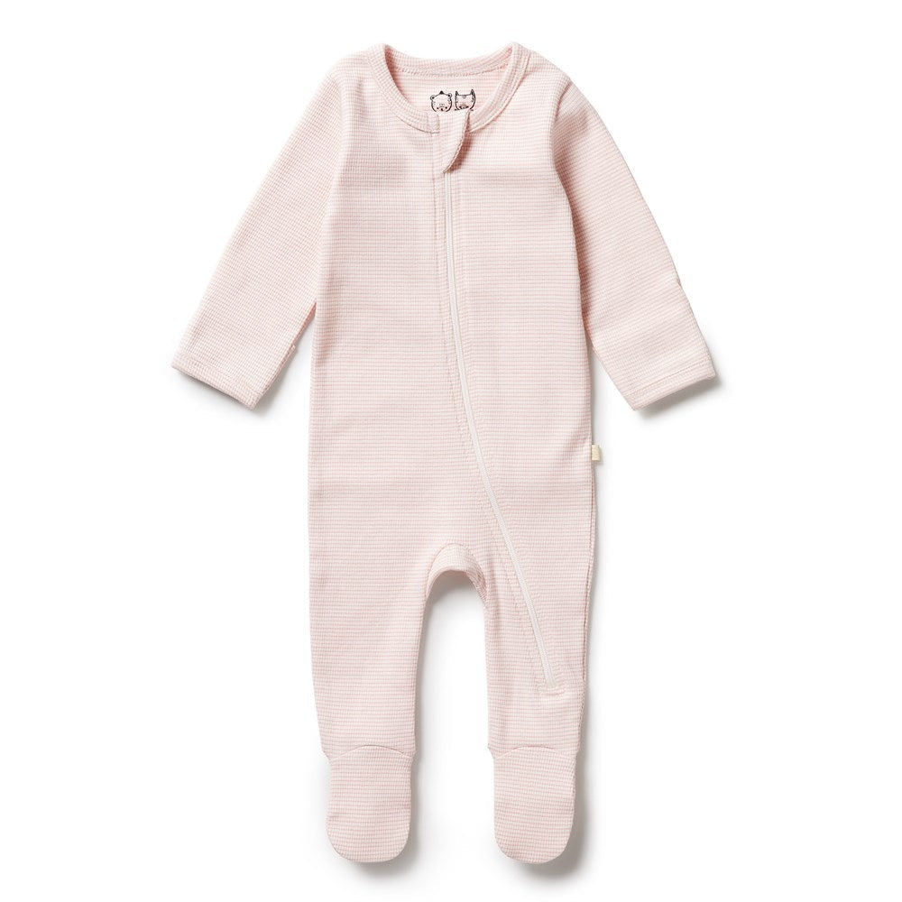Wilson and Frenchy footies Wilson and Frenchy Cantaloupe Organic Stripe Rib Zipsuit With Feet