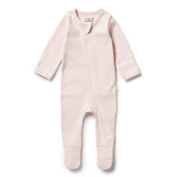 Wilson and Frenchy footies Wilson and Frenchy Cantaloupe Organic Stripe Rib Zipsuit With Feet