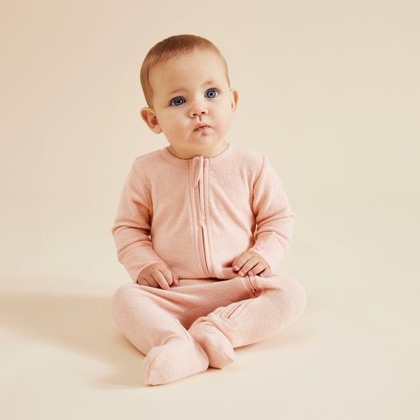 Wilson and Frenchy footies Wilson and Frenchy Cantaloupe Organic Terry Zipsuit