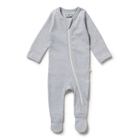 Wilson and Frenchy footies Wilson and Frenchy Rain Drop Organic Stripe Rib Zipsuit With Feet