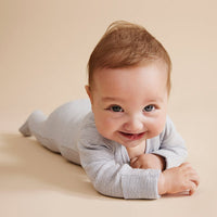 Wilson and Frenchy footies Wilson and Frenchy Rain Drop Organic Stripe Rib Zipsuit With Feet