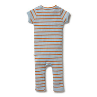 Wilson and Frenchy rompers Wilson and Frenchy Anchor Blue Organic Stripe Rib Zipsuit