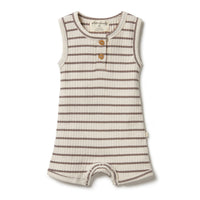 Wilson and Frenchy rompers Wilson and Frenchy Hazelwood Organic Stripe Rib Boyleg Growsuit