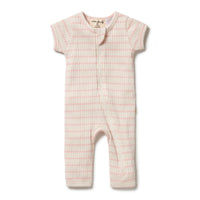 Wilson and Frenchy rompers Wilson and Frenchy Pink Lemonade Organic Stripe Rib Zipsuit